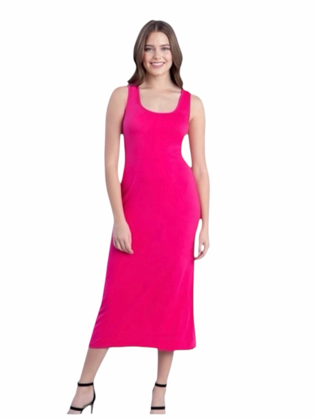 24seven Fuchsia Hot Pink Sleeveless Knit Racerback Maxi Dress Plus 1X NWT